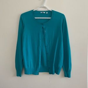 Uniqlo Blue Button-up Knit Cardigan